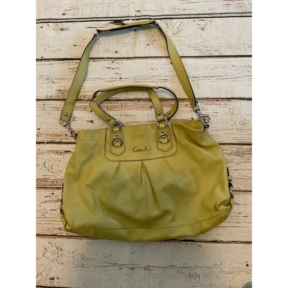 Coach Ashley Y2K VTG Yellow Leather Shoulder Bag 14324 Chartreuse Large Satchel